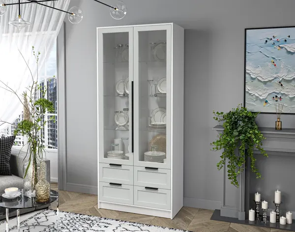 Изображение товара Шкаф с витриной Интерлиния Концепт Тренд КТ-ШВ2 (белый платинум/грей)