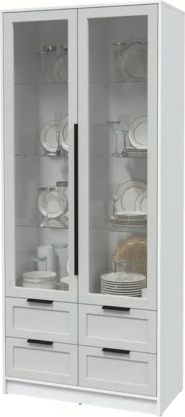 Изображение товара Шкаф с витриной Интерлиния Концепт Тренд КТ-ШВ2 (белый платинум/грей)