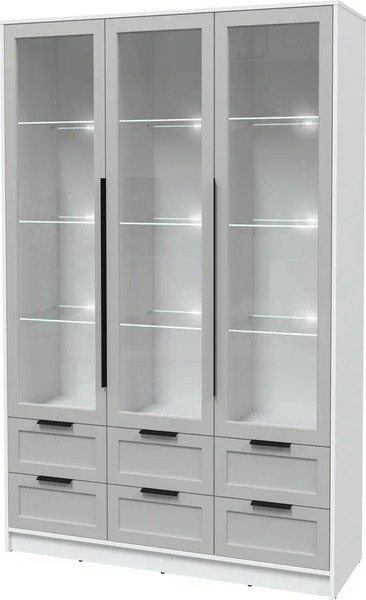 Изображение товара Шкаф с витриной Интерлиния Концепт Тренд КТ-ШВ3 с подсветкой (белый платинум/грей)