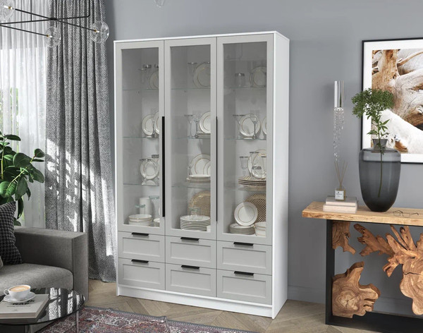 Изображение товара Шкаф с витриной Интерлиния Концепт Тренд КТ-ШВ3 (белый платинум/грей)