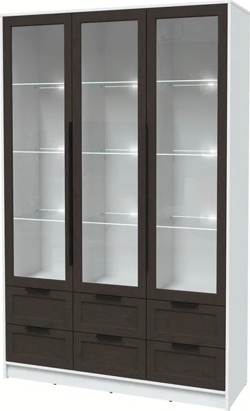Изображение товара Шкаф с витриной Интерлиния Концепт Тренд КТ-ШВ3 с подсветкой (белый платинум/дуб английский)