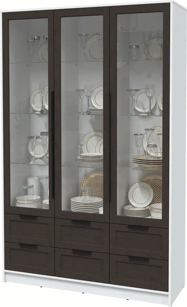 Изображение товара Шкаф с витриной Интерлиния Концепт Тренд КТ-ШВ3 (белый платинум/дуб английский)