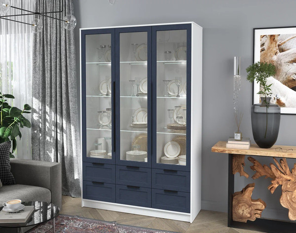 Изображение товара Шкаф с витриной Интерлиния Концепт Тренд КТ-ШВ3 с подсветкой (белый платинум/дуб королевский)