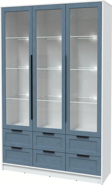 Изображение товара Шкаф с витриной Интерлиния Концепт Тренд КТ-ШВ3 с подсветкой (белый платинум/дуб лазурный)