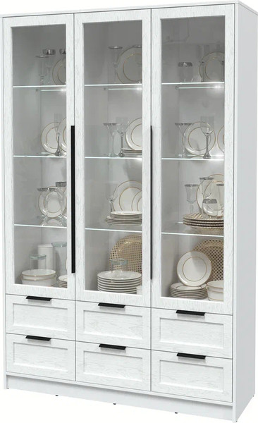 Изображение товара Шкаф с витриной Интерлиния Концепт Тренд КТ-ШВ3 с подсветкой (белый платинум/дуб полярный)