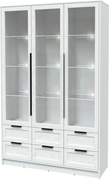 Изображение товара Шкаф с витриной Интерлиния Концепт Тренд КТ-ШВ3 с подсветкой (белый платинум/дуб полярный)