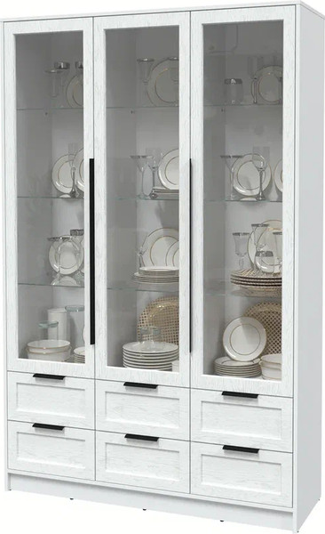 Изображение товара Шкаф с витриной Интерлиния Концепт Тренд КТ-ШВ3 (белый платинум/дуб полярный)