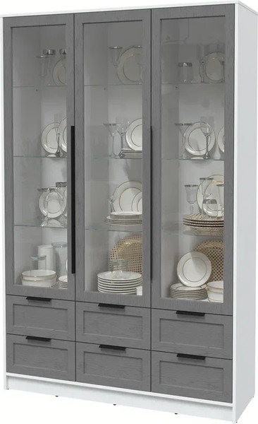 Изображение товара Шкаф с витриной Интерлиния Концепт Тренд КТ-ШВ3 (белый платинум/дуб серый)