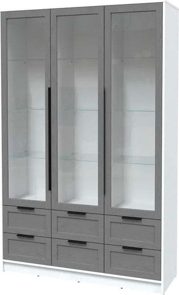 Изображение товара Шкаф с витриной Интерлиния Концепт Тренд КТ-ШВ3 (белый платинум/дуб серый)