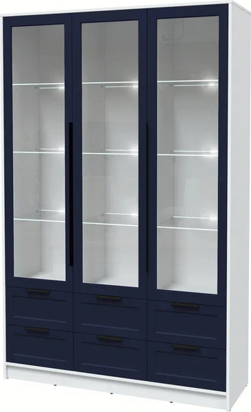Изображение товара Шкаф с витриной Интерлиния Концепт Тренд КТ-ШВ3 с подсветкой (белый платинум/индиго)