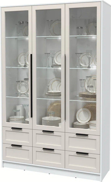 Изображение товара Шкаф с витриной Интерлиния Концепт Тренд КТ-ШВ3 с подсветкой (белый платинум/кашемир)
