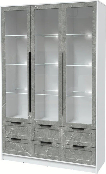 Изображение товара Шкаф с витриной Интерлиния Концепт Тренд КТ-ШВ3 с подсветкой (белый платинум/керамика)