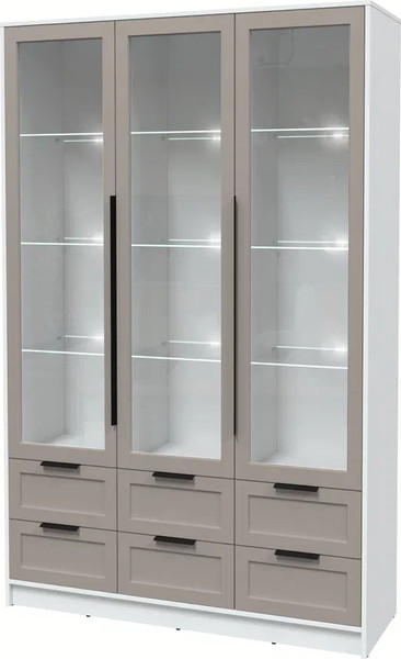 Изображение товара Шкаф с витриной Интерлиния Концепт Тренд КТ-ШВ3 с подсветкой (белый платинум/луна)