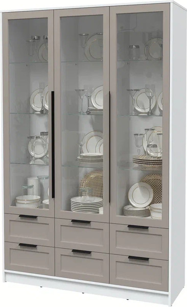 Изображение товара Шкаф с витриной Интерлиния Концепт Тренд КТ-ШВ3 (белый платинум/луна)