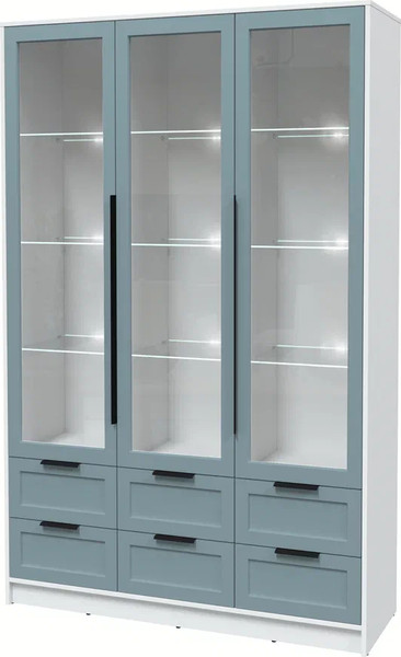 Изображение товара Шкаф с витриной Интерлиния Концепт Тренд КТ-ШВ3 с подсветкой (белый платинум/океан)