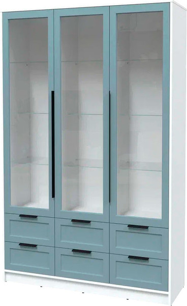 Изображение товара Шкаф с витриной Интерлиния Концепт Тренд КТ-ШВ3 (белый платинум/океан)