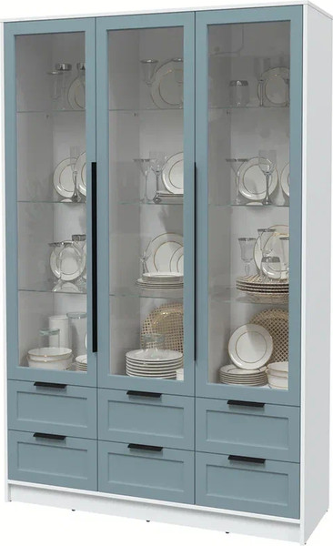 Изображение товара Шкаф с витриной Интерлиния Концепт Тренд КТ-ШВ3 (белый платинум/океан)