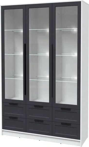 Изображение товара Шкаф с витриной Интерлиния Концепт Тренд КТ-ШВ3 с подсветкой (белый платинум/пепел)