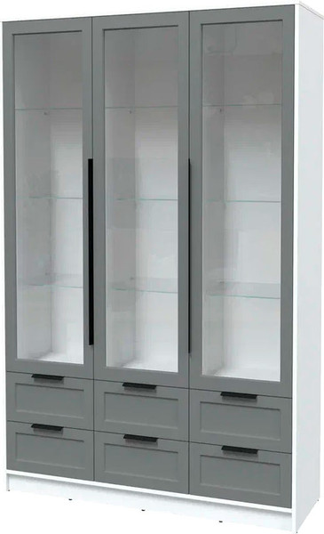 Изображение товара Шкаф с витриной Интерлиния Концепт Тренд КТ-ШВ3 (белый платинум/серый)
