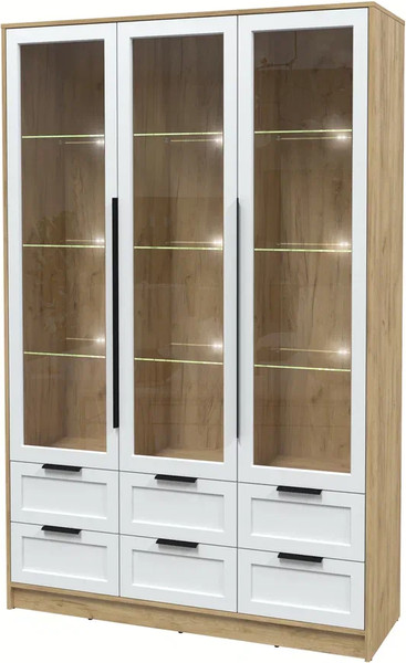 Изображение товара Шкаф с витриной Интерлиния Концепт Тренд КТ-ШВ3 с подсветкой (дуб золотой/белый)