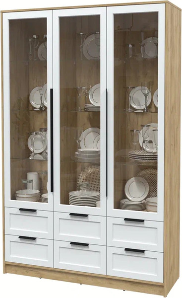 Изображение товара Шкаф с витриной Интерлиния Концепт Тренд КТ-ШВ3 (дуб золотой/белый)