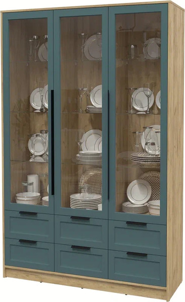 Изображение товара Шкаф с витриной Интерлиния Концепт Тренд КТ-ШВ3 (дуб золотой/верде)