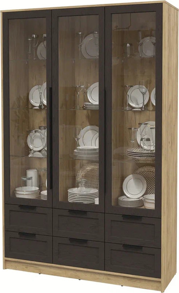 Изображение товара Шкаф с витриной Интерлиния Концепт Тренд КТ-ШВ3 (дуб золотой/дуб английский)