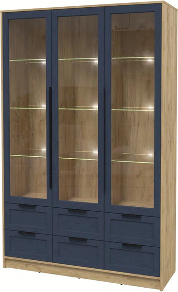 Изображение товара Шкаф с витриной Интерлиния Концепт Тренд КТ-ШВ3 с подсветкой (дуб золотой/дуб королевский)