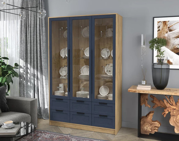 Изображение товара Шкаф с витриной Интерлиния Концепт Тренд КТ-ШВ3 (дуб золотой/дуб королевский)