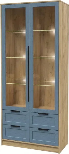 Изображение товара Шкаф с витриной Interline Концепт Тренд КТ-ШВ2 с подсветкой (дуб золотой/дуб лазурный)