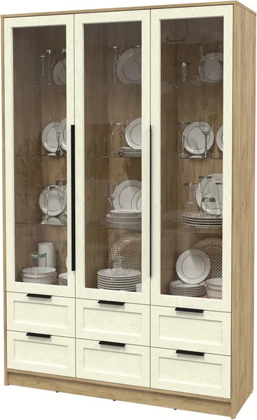 Изображение товара Шкаф с витриной Интерлиния Концепт Тренд КТ-ШВ3 (дуб золотой/дуб снежный)