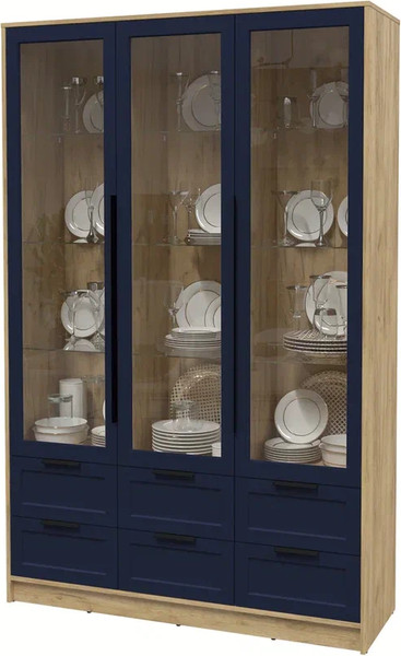 Изображение товара Шкаф с витриной Интерлиния Концепт Тренд КТ-ШВ3 (дуб золотой/индиго)