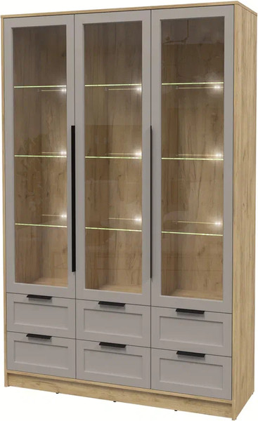 Изображение товара Шкаф с витриной Интерлиния Концепт Тренд КТ-ШВ3 с подсветкой (дуб золотой/луна)