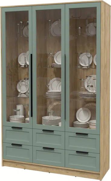 Изображение товара Шкаф с витриной Интерлиния Концепт Тренд КТ-ШВ3 (дуб золотой/мята)