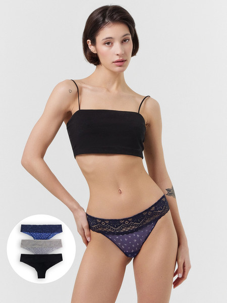 Изображение товара Комплект женских трусов Mark Formelle 412613-3 (р.94, цветочки на синем)