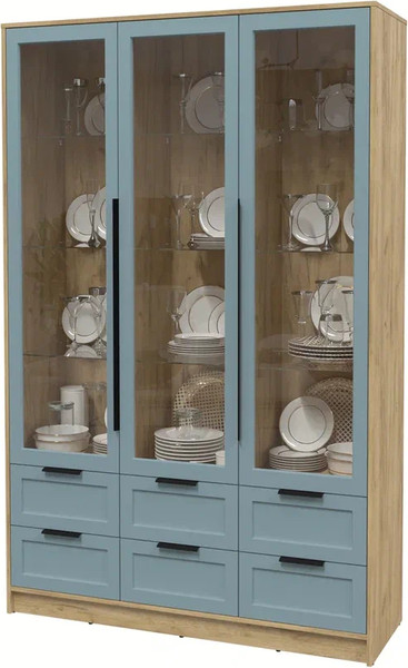 Изображение товара Шкаф с витриной Интерлиния Концепт Тренд КТ-ШВ3 (дуб золотой/океан)