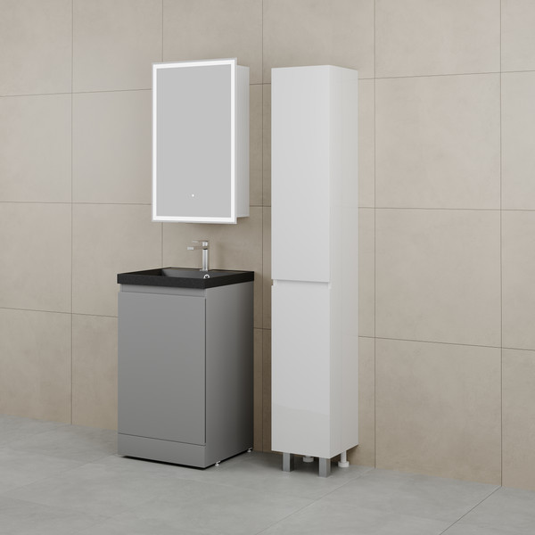 Изображение товара Тумба с умывальником Symbolite Батлер Люкс Plus 1 ящик + Asti 50x45 (серый/антрацит)