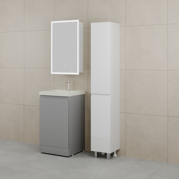 Изображение товара Тумба с умывальником Symbolite Батлер Люкс Plus 1 ящик + Asti 50x45 (серый/жасмин)