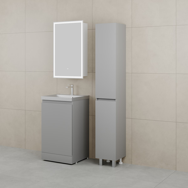 Изображение товара Тумба с умывальником Symbolite Батлер Люкс Plus 1 ящик + Asti 50x45 (серый/серый шелк)