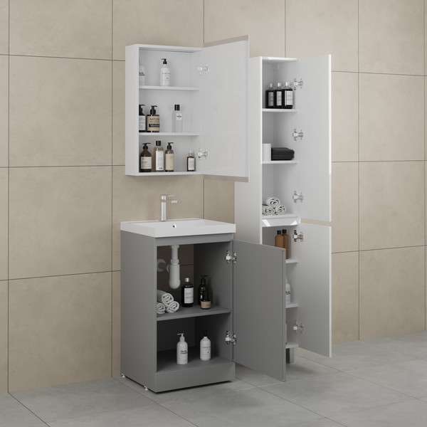 Изображение товара Тумба с умывальником Symbolite Батлер Люкс Plus 1 ящик + Asti 50x45 (серый)