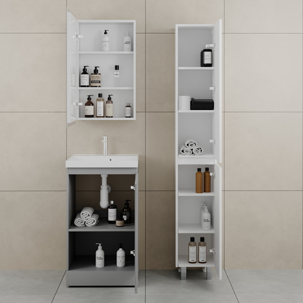 Изображение товара Тумба с умывальником Symbolite Батлер Люкс Plus 1 ящик + Asti 50x45 (серый)