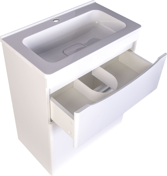 Изображение товара Тумба с умывальником Symbolite Бергамо мини 60 Люкс Plus 2 ящика + Каре Люкс Мини 60х35 (белый)