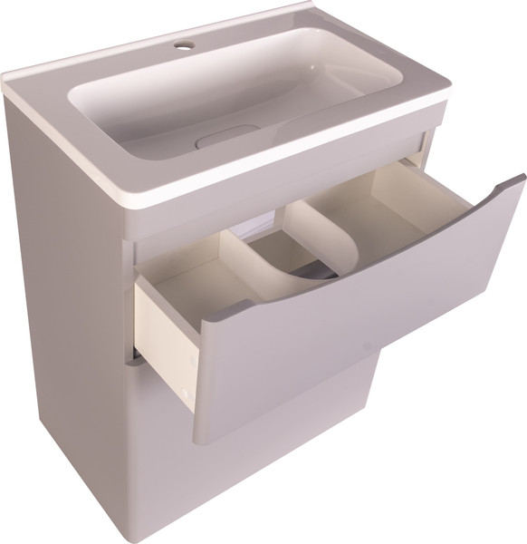 Изображение товара Тумба с умывальником Symbolite Бергамо мини 60 Люкс Plus 2 ящика + Каре Люкс Мини 60х35 (серый)