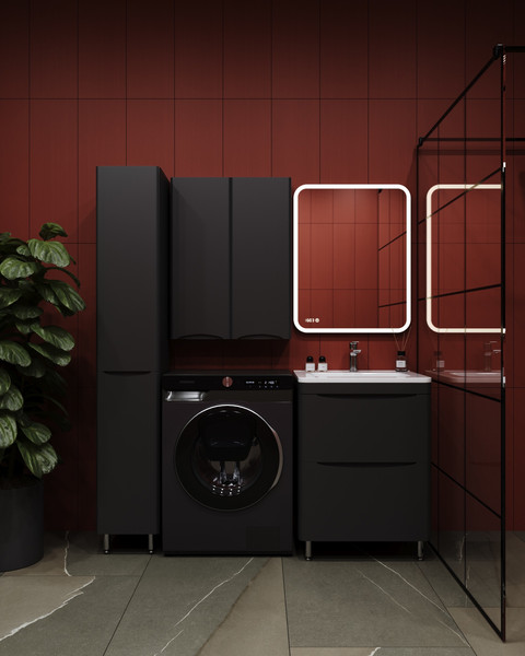 Изображение товара Тумба с умывальником Symbolite Бергамо мини 60 Люкс Plus 2 ящика + Каре Люкс Мини 60х35 (черный)