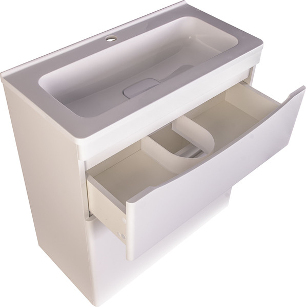 Изображение товара Тумба с умывальником Symbolite Бергамо мини 70 Люкс Plus 2 ящика + Каре Люкс Мини 70х35 (белый)