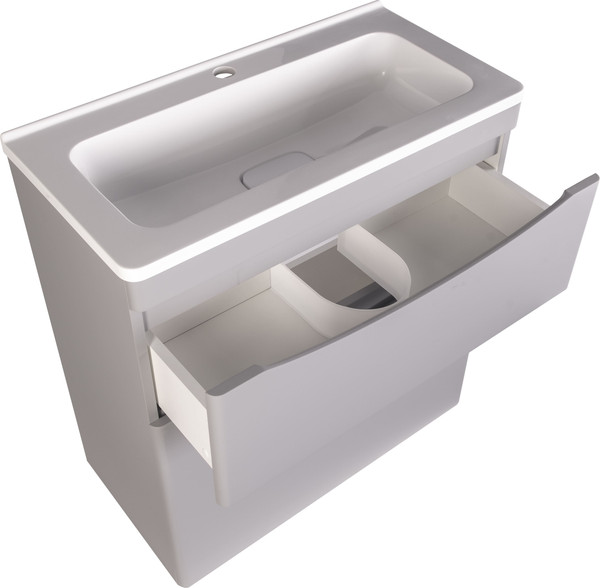 Изображение товара Тумба с умывальником Symbolite Бергамо мини 70 Люкс Plus 2 ящика + Каре Люкс Мини 70х35 (серый)
