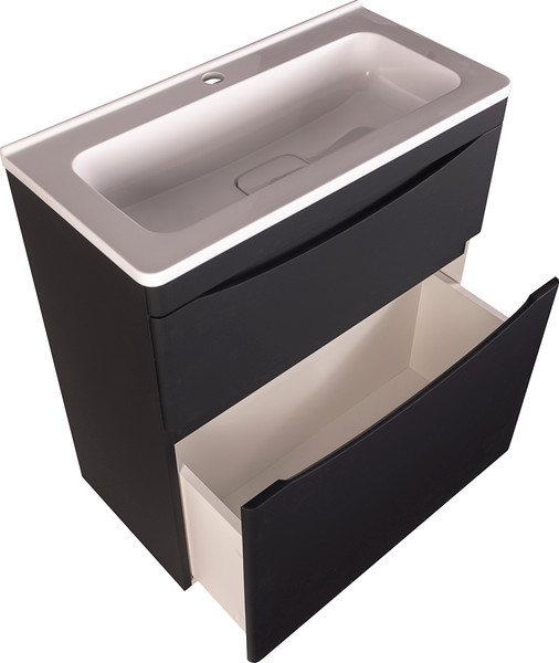 Изображение товара Тумба с умывальником Symbolite Бергамо мини 70 Люкс Plus 2 ящика + Каре Люкс Мини 70х35 (черный)