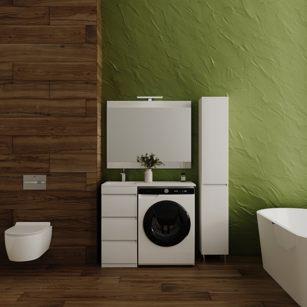 Изображение товара Тумба с умывальником Symbolite Даллас 100 Люкс Plus 3 ящика + Estetus Даллас 100x48 (левый, белый)