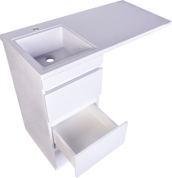 Изображение товара Тумба с умывальником Symbolite Даллас 100 Люкс Plus 3 ящика + Estetus Даллас 100x48 (левый, белый)