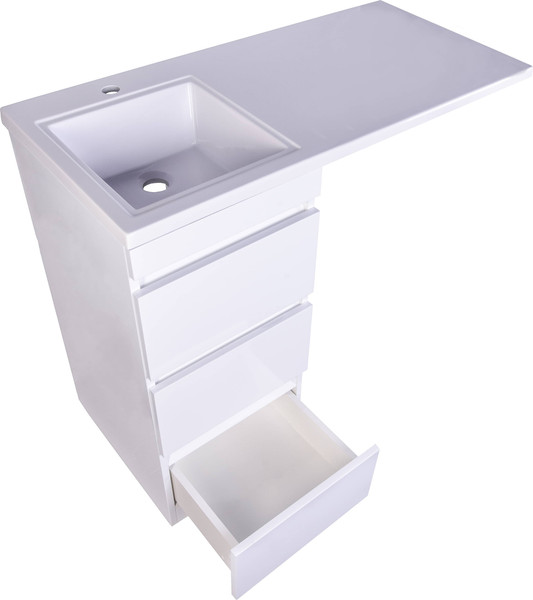 Изображение товара Тумба с умывальником Symbolite Даллас 100 Люкс Plus 3 ящика + Estetus Даллас 100x48 (левый, белый)